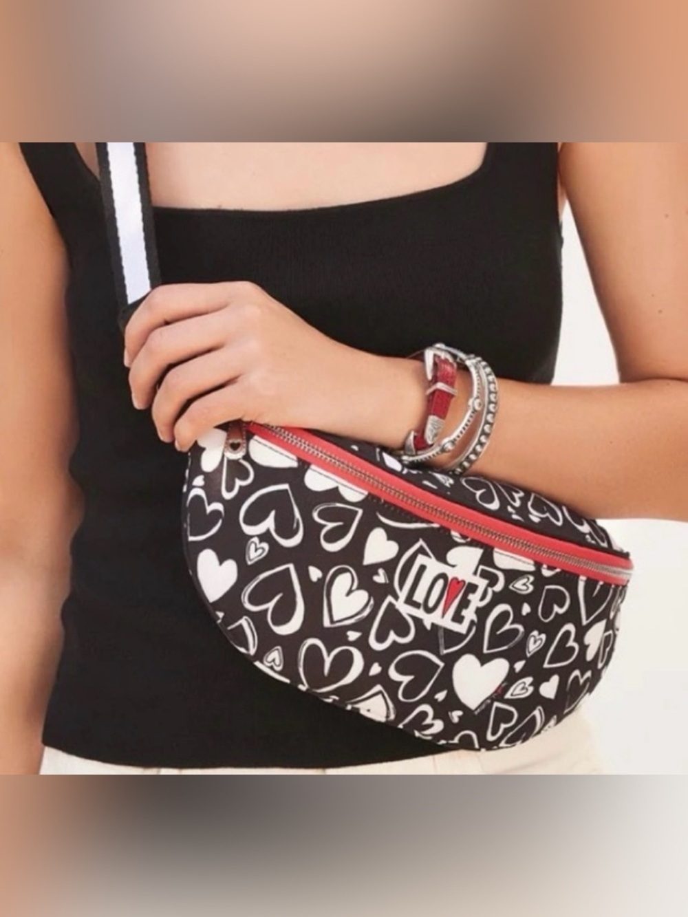 Brighton Endless Love Belt Bag Hearts Print Crossbody Fanny Pack